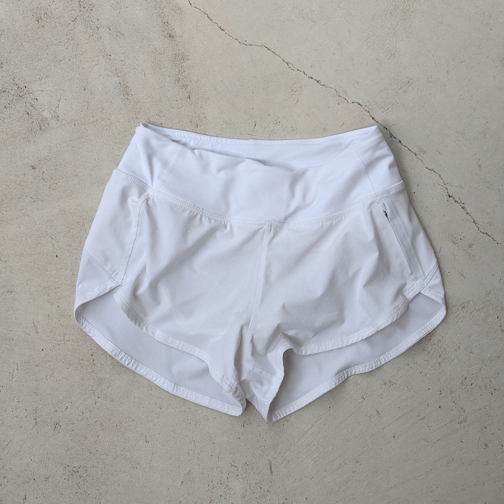 Outdoor Voices Bright White Lined Mini Running Shorts